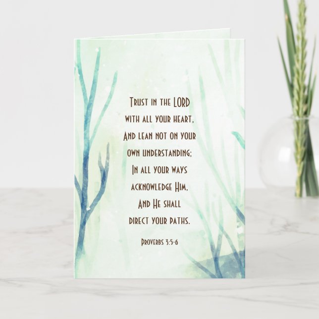 Tarjeta Proverbios 3:5-6 Confiar en el Señor con todo su c (Anverso)