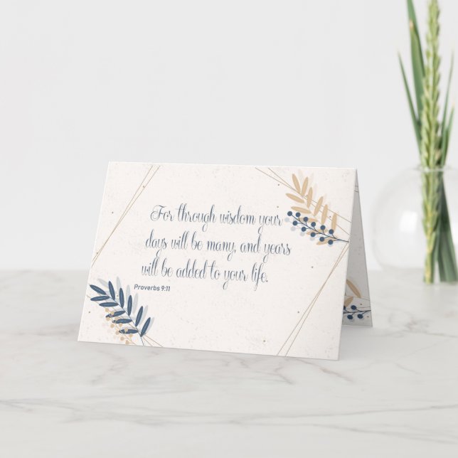 Tarjeta Proverbios 911 Biblia Verse Azul y Oro Cumpleaños (Anverso)