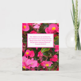 Tarjeta Proverbios de flores rosas 31:28-29 Biblia Verse