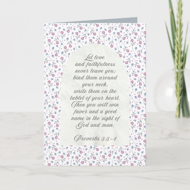 Tarjeta Proverbs 3:3–4 Floral Scripture  (Anverso)