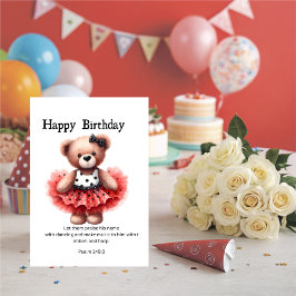 Tarjeta Psalm 149:3 Teddy Ballerina Birthday Greeting 