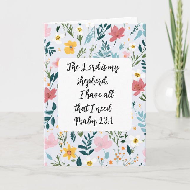 Tarjeta Psalm 23:1 Floral Greeting Card (Anverso)