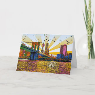 Tarjeta Psicodélico Nueva York: Puente de Brooklyn, WTC 1