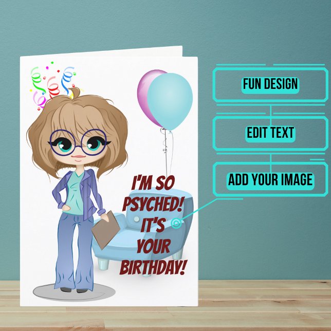 Tarjeta Psicóloga Funny Pun Cumpleaños (Looking for the perfect card for that talented psychologist or psychiatrist friend of yours?)