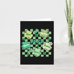 Tarjeta Psicólogo Escolar Retro Groovy Día de San Patricio
