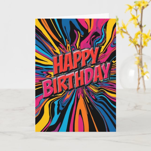 Tarjeta psychedelic birthday card (flor amarilla)