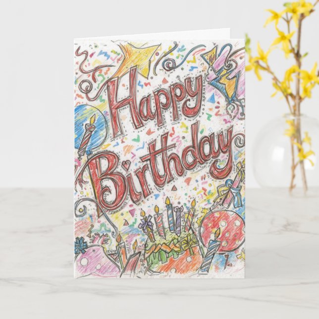Tarjeta psychedelic birthday card (flor amarilla)