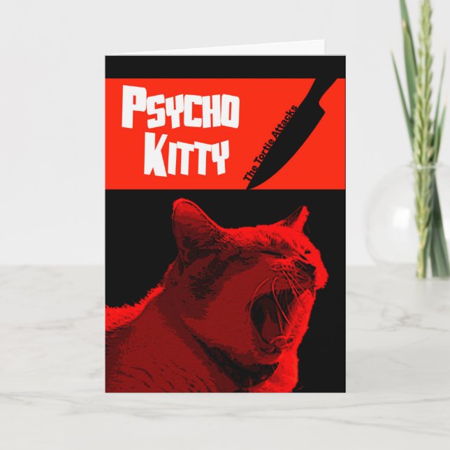 Tarjeta Psycho Kitty Happy Halloween Card (Anverso)