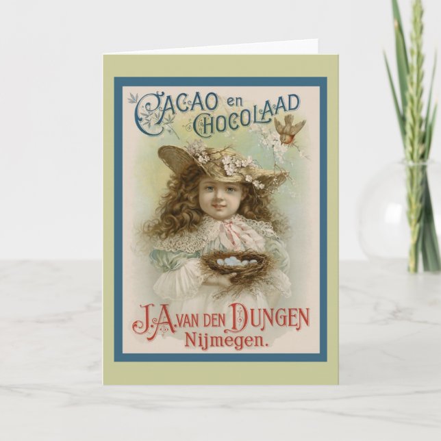 Tarjeta Publicidad de chocolate vintage (Anverso)