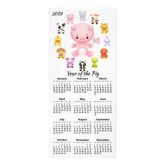 Tarjeta Publicitaria 2019 años del calendario del dibujo animado del
