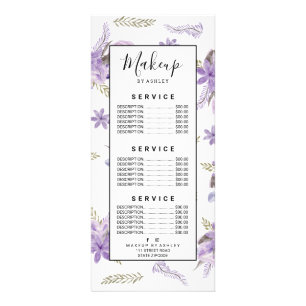 Tarjeta Publicitaria Acuarela floral del verde púrpura moderno de la