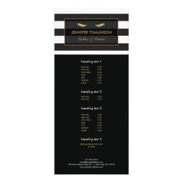 Tarjeta Publicitaria Anteojos dorados con franjas en blanco y negro