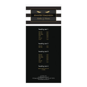 Tarjeta Publicitaria Anteojos dorados con franjas en blanco y negro