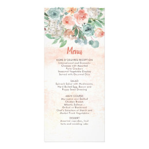 Tarjeta Publicitaria Apricot y Wasabi Green Watercolor Floral Boda
