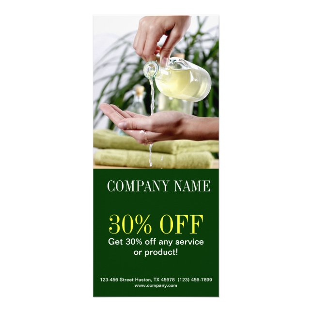Tarjeta Publicitaria Aromaterapia Masaje SPA con Aceite Esencial (Frente)