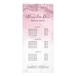 Tarjeta Publicitaria Artista de maquillaje de mármol purpurina rosa ros