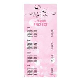 Tarjeta Publicitaria Artista de maquillaje rosa brillante Glamour Preci