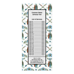 Tarjeta Publicitaria Atrapasueños de Plumas Bohemias Flores Azules Flec