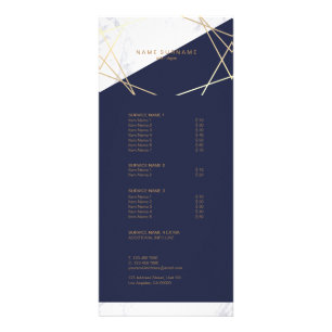 Tarjeta Publicitaria Azul de medianoche del oro de mármol geométrico