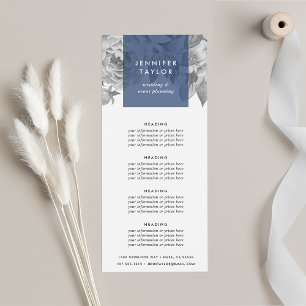 Tarjeta Publicitaria Azul marino Vintage Floral Pricing o Services