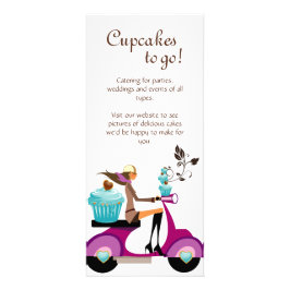 Tarjeta Publicitaria Bakery Rack Card Cupcake Scooter Blue