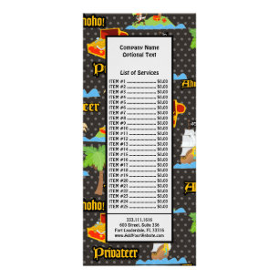 Tarjeta Publicitaria Bandera Pirata Tropical de Isla del Tesoro Asaltan