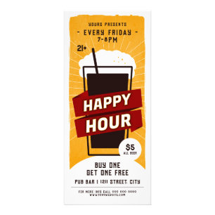 Tarjeta Publicitaria Barra de anuncios de bebidas de Happy Hour