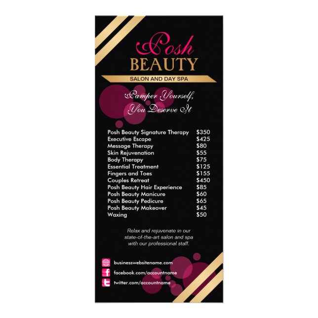 Tarjeta Publicitaria Beauty Salon Business Product and Services (Frente)