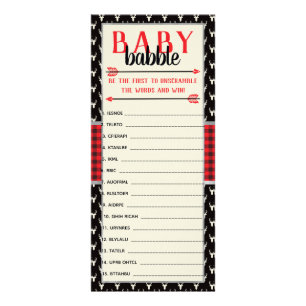 Tarjeta Publicitaria Bebé Word Scramble, Baby Shower, Buffalo Plantado