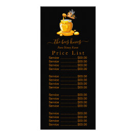 Tarjeta Publicitaria Black Bee Honey Label Metallic Gold Text 