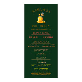 Tarjeta Publicitaria Black Bee Honey Label Metallic Gold Text 