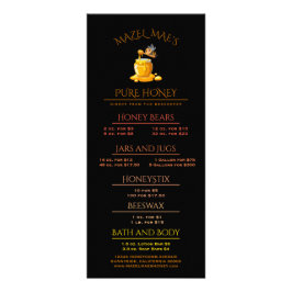 Tarjeta Publicitaria Black Bee Honey Label Metallic Gold Text 
