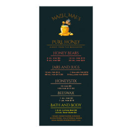 Tarjeta Publicitaria Black Bee Honey Label Metallic Gold Text 