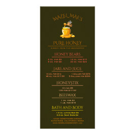 Tarjeta Publicitaria Black Bee Honey Label Metallic Gold Text 