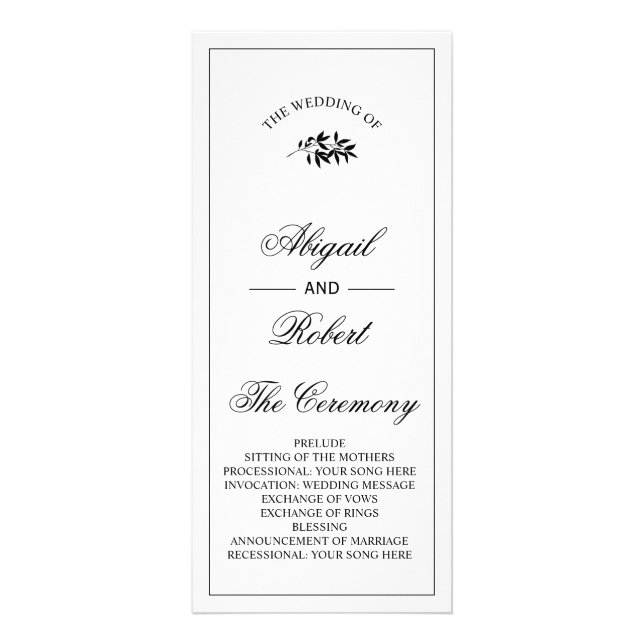 Tarjeta Publicitaria Black branch Old Money wedding program (Frente)