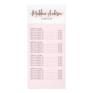 Tarjeta Publicitaria Blush Rosa Glitter Dorado Peluquería Salón