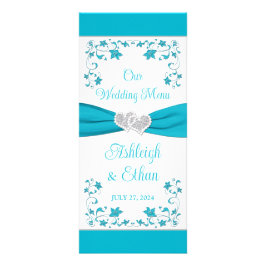 Tarjeta Publicitaria Boda Turquesa, Silver Love Hearts