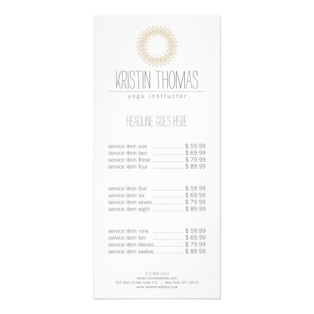 Tarjeta Publicitaria Bohemian Gold Sun Mandala (Frente)