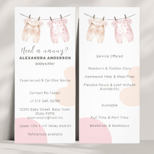 Tarjeta Publicitaria Boho Baby Clothing Watercolour Babysitter Service