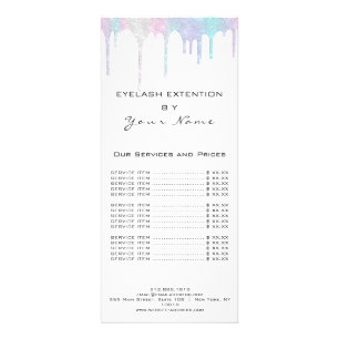 Tarjeta Publicitaria Branding Price List Lash Extension Holograph White