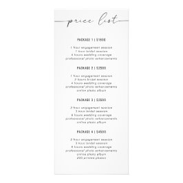 Tarjeta Publicitaria Business Pricing Guide | Simple | Photographer