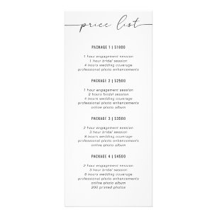 Tarjeta Publicitaria Business Pricing Guide Simple Photographer