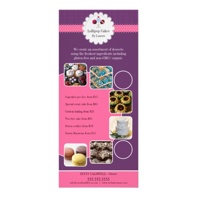 Tarjeta Publicitaria Cake Pops Añadir tus fotos Personalizado Bakery (Frente)