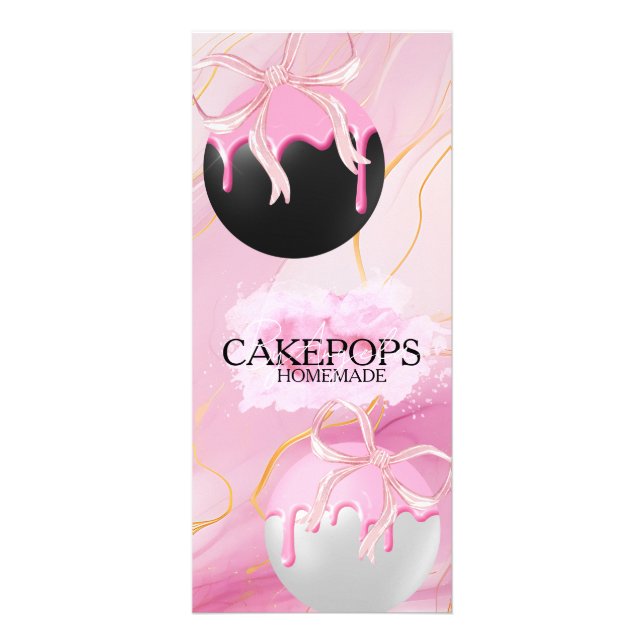 Tarjeta Publicitaria Cake Pops Baker Bakery Treats Pink (Frente)
