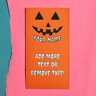 Tarjeta Publicitaria Calabaza Personalizada de Halloween con tu Nombre