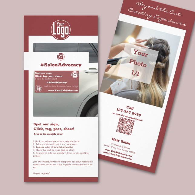 Tarjeta Publicitaria Campaña #SalonAdvocacy (Topaz ahumado y pelo blanc (Smoky Topaz and White Hair #SalonAdvocacy Campaign Rack Card)
