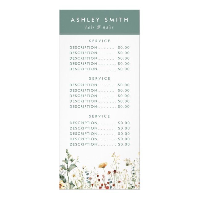 Tarjeta Publicitaria Campo de flores silvestres de verano (Frente)