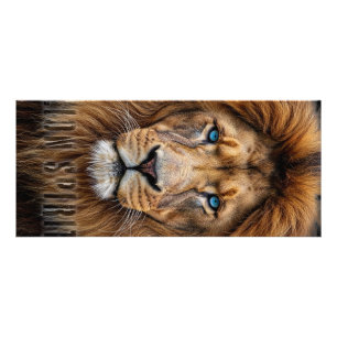 Tarjeta Publicitaria Cara de León Majestuoso con Ojos Azules   Anima Fa