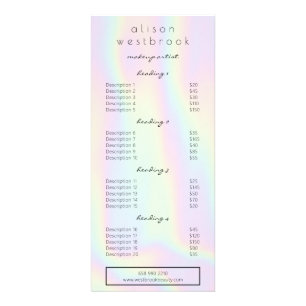 Tarjeta Publicitaria Carta holográfica moderna de salón de cristal past