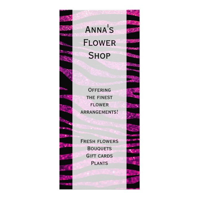 Tarjeta Publicitaria Cebra rosa, cebra Purpurina, impresión de cebra, b (Frente)